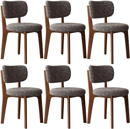 Miniatura 22 de YVYKFZD Solid Wood Dining Chairs, Fabric Dining Room Chair Set of 2/4/6, Upholstered Kitchen Chairs with Curved Backrest, Armless Living Room Chair