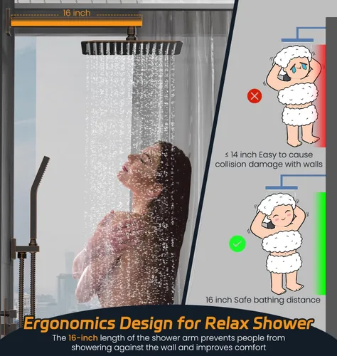 Miniatura 60 de SR SUN RISE ORB - Juego de cabezal de ducha cuadrado y mango de lluvia, accesorios de ducha montados en la pared, kits de reparación de grifo