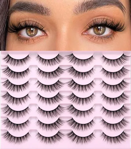 Miniatura 25 de Pestañas Postizas de Aspecto Natural Pestañas de Visón Sintético Wispy Pestañas de Ojo de Zorro que Parecen Extensiones Pestañas de Visón 3D