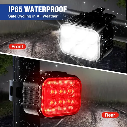 Miniatura 5 de WORKPRO Juego de luces de bicicleta [8+13 modos], juego de luces recargables para bicicleta ultra brillantes, luces de bicicleta impermeables IP65