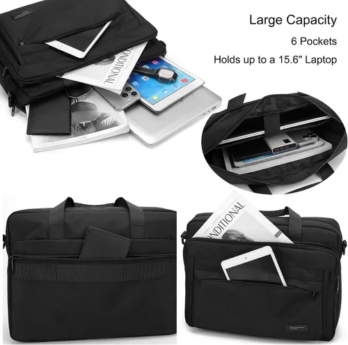 Miniatura 3 de natyrlpog Maletín para laptop de 15.6 pulgadas para hombres y mujeres, impermeable, de nailon, ligero, para el hombro, para negocios, oficina