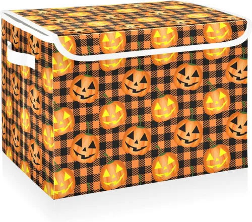 Miniatura 11 de CaTaKu Contenedores grandes de tela con tapas, cajas de almacenamiento de bastones de caramelo de Navidad con asas para organizar la ropa, cubos