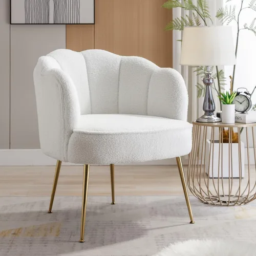 Miniatura 13 de Silla decorativa de terciopelo moderna con patas de metal, acogedora y suave, tapizada, para sala de estar, dormitorio (verde oscuro)