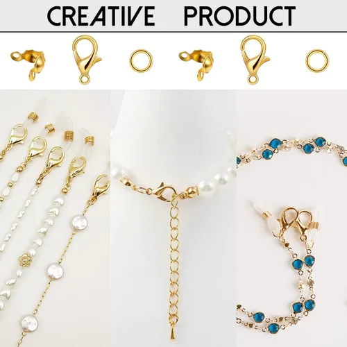 Miniatura 4 de El juego de 1250 accesorios para fabricación de joyas incluye 800 conectores de anillo de salto abierto, 300 puntas de cuentas cubiertas de nudo