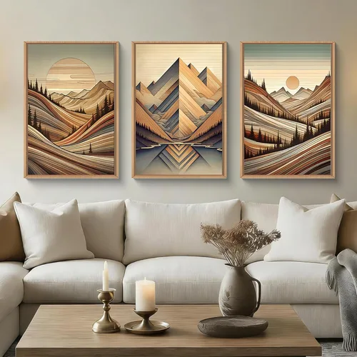 Miniatura 30 de Aryroi Juego de arte de pared en lienzo abstracto grande con marco floral, estilo bohemio, retro, neutro, flores silvestres, arte botánico de flores