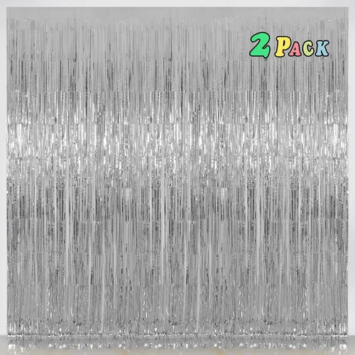 Miniatura 13 de Melsan - Cortinas de fondo con flecos de oropel negro para fiestas, Melsan de 3.2 x 8 pies, telón de fondo de fotos negro para cumpleaños