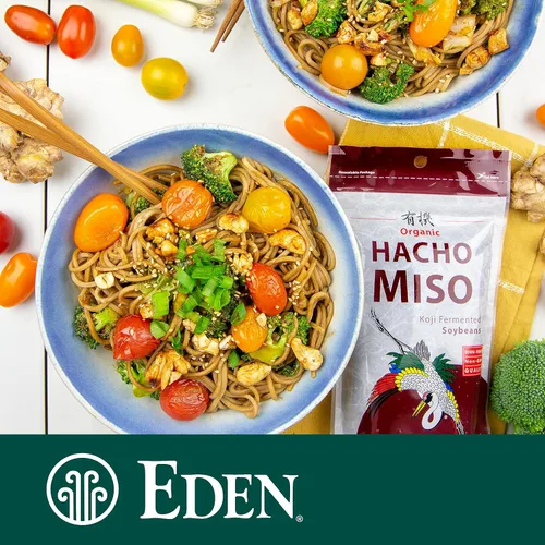 Miniatura 5 de Eden Hacho Miso orgánico, fabricado tradicionalmente en Japón, soja, koji, rico en umami, rojo oscuro, envejecido 3 años, Hatcho, 12.1 onzas