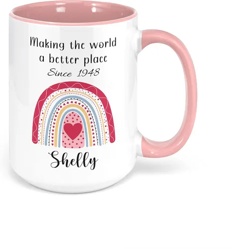 Miniatura 61 de Livado Regalos de cumpleaños número 100 para mujeres, mamá, ella, niña, esposa, abuela, hermana, amiga, taza de arcoíris personalizada y nombre, edad