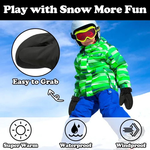 Miniatura 29 de Sarfel Guantes impermeables para niños pequeños, guantes de esquí, guantes de nieve, guantes para bebé, Thinsulate 1-7 años