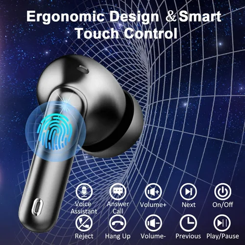 Miniatura 2 de Auriculares inalámbricos Bluetooth con cancelación de ruido, auriculares Bluetooth 5.4 con controladores dinámicos estéreo, 40H de tiempo de Negro