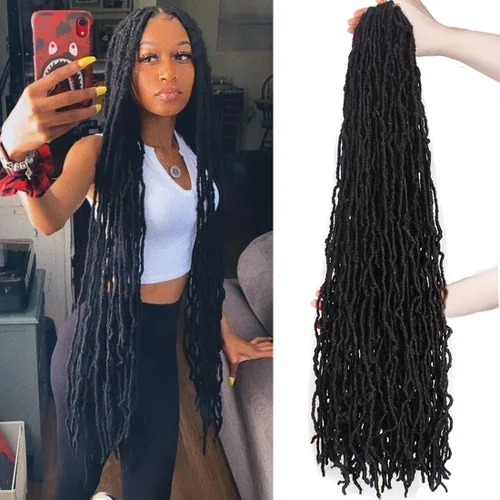 Miniatura 7 de 6 paquetes de pelo sintético suave de 36 pulgadas, pelo súper largo de la diosa, rastas tejidas a ganchillo natural, previamente rizado, trenzado