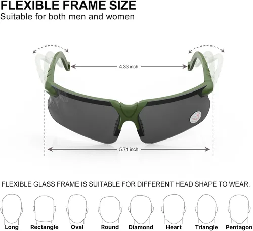 Miniatura 3 de Xaegistac Gafas de disparo con estuche Gafas de seguridad antivaho para cazadores para adultos Lente negra-marco verde