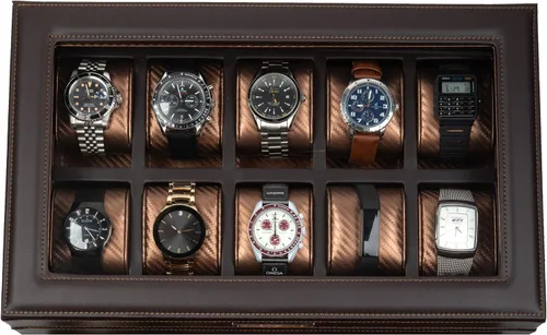 HOUNDSBAY Mariner - Caja de almacenamiento para reloj para hombre, caja de reloj para relojes grandes, organizador de caja de reloj de piel
