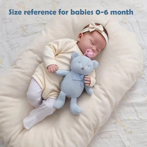 Miniatura 4 de FLUFFYFUN Oso de peluche azul 100% algodón orgánico de 6.5 pulgadas, animales de peluche para recién nacido Oso Azul