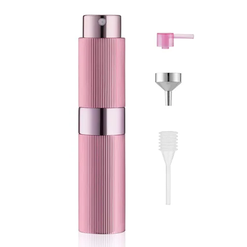 LISAPACK Botella atomizadora de perfume de 0.3 fl oz, 1 pulverizador de colonia de viaje recargable, mini dispensador de perfume portátil vacío Rosa