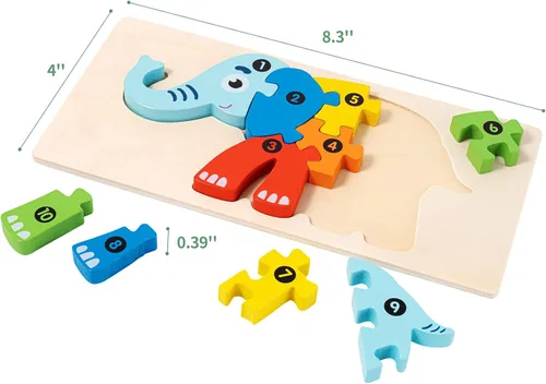Miniatura 2 de Paquete de 6 rompecabezas de madera de animales para niños de 3 a 5 años, juguetes Montessori para bebés de 3, 4, 5, 6 años, rompecabezas