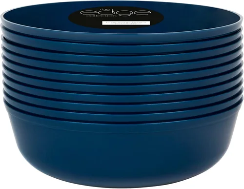 Miniatura 54 de [30 unidades de 8.6 pulgadas] Platos de fiesta de plástico azul oscuro Colección Edge Collection Premium pesado elegante vajilla desechable