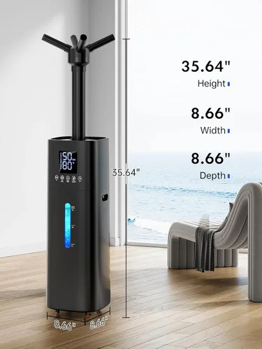 Miniatura 9 de Humidificador Nexva de 15L/4Gal para Habitación Grande, Neblina de 600mL/h, Cobertura de 1200 pies², Control Automático de Humedad, Tiempo de Negro