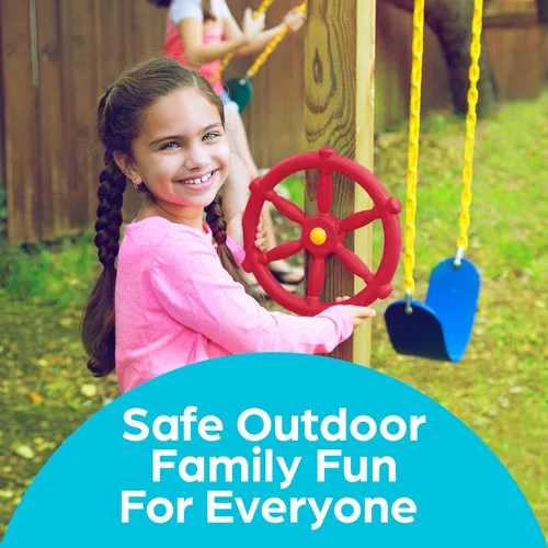 Miniatura 2 de Jungle Gym Kingdom Accesorios para Columpios - Volante de Barco Pirata para Niños Casa de Juegos al Aire Libre, Casa del Árbol y Conjunto