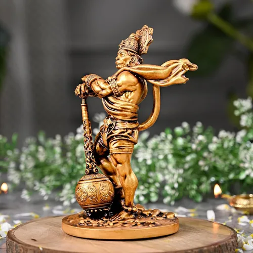Miniatura 5 de Artarium Gran estatua de Hanuman Bahubali de 7.5 pulgadas, ídolo de Lord Hanuman, Bajrang Bali Murti, polvo de mármol y resina hindú figura de Dios
