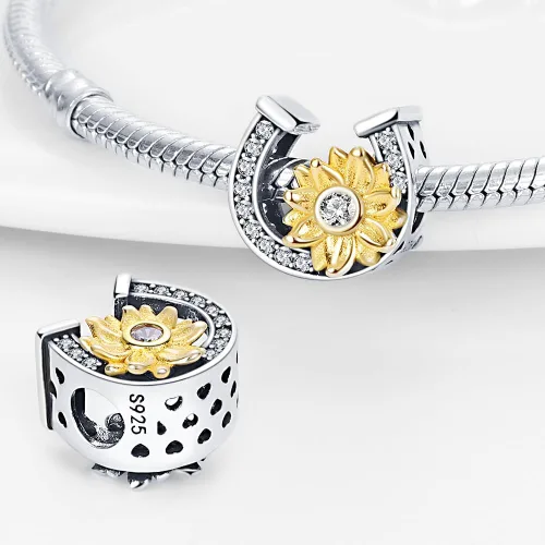Miniatura 45 de Pandach Dijes colgantes de plata de ley 925 para pulseras y collares, dijes colgantes de Madonna con cuentas de girasol, joyería para mujer