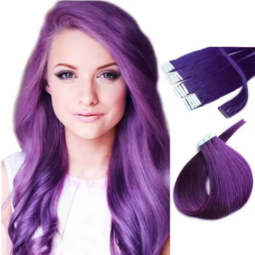 Miniatura 79 de Extensiones de cabello humano Remy con cinta adhesiva sin costuras (16 pulgadas, 10 unidades, rubio ceniza)