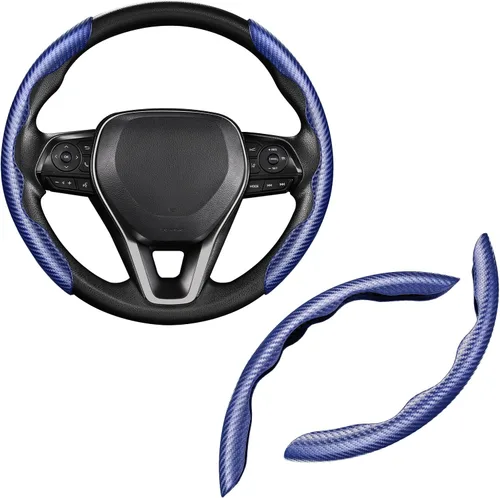 Miniatura 10 de Cartist Funda de volante de fibra de carbono, antideslizante, para hombres y mujeres, duradera, accesorio universal para automóvil (negro)