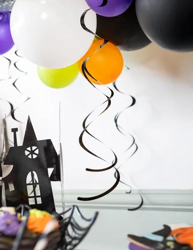 Miniatura 2 de Decoraciones de remolinos de plástico para colgar, empaque de 8 unidades, de la marca Unique, 26", Negro