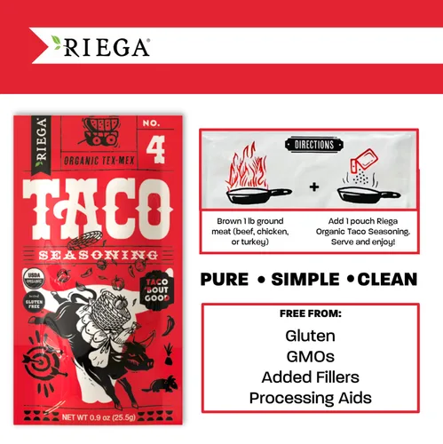 Miniatura 4 de Riega Condimento orgánico para tacos, mezcla de especias Perfect Tex Mex para martes de tacos y chile, 0.9 onzas (paquete de 8)