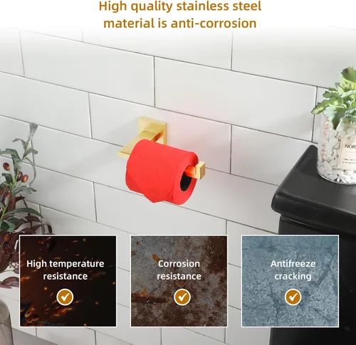 Miniatura 8 de KOKOSIRI Soporte de papel higiénico Dispensador de papel de seda dorado para cocina, baño, baño, soporte para rollo de papel higiénico, acero