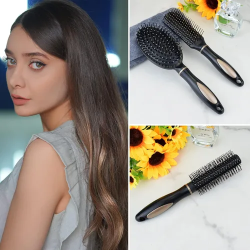 Miniatura 6 de 3 piezas de peine ovalado de masaje antiestático, cepillo redondo para el cabello, cepillo de ventilación para el cabello, cepillo desenredante