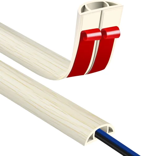 Miniatura 18 de JAHOMFAI Cubierta para cables de piso 1m de largo, cubiertas para cables en el suelo para proteger los cables y prevenir riesgos de caídas, fácil