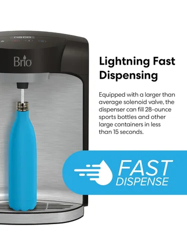 Miniatura 7 de Brio Enfriador de agua para encimera sin botella 800 con filtración de 2 etapas, autolimpiante, pantalla digital, dispensador de agua potable
