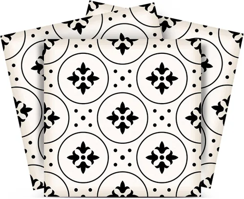 Mi Alma calcomanías para azulejos en blanco y negro para despegar y pegar calcomanías de azulejos, 24 unidades, para azulejos de baño y cocina,