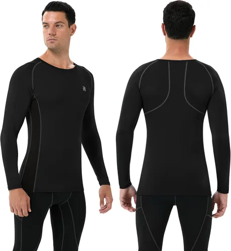 Miniatura 2 de Runhit Camisas de compresión para hombre de manga larga fresca y seca atlética, camisetas de entrenamiento para pesca y sol, mallas térmicas