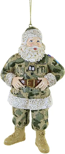 Kurt Adler Adorno de resina para árbol de Navidad, camuflaje militar de Papá Noel