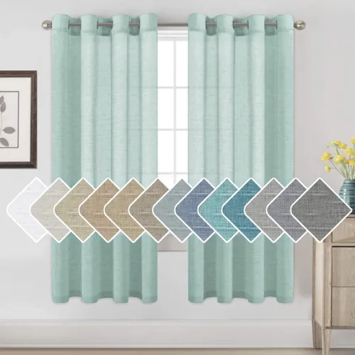 Miniatura 78 de H.VERSAILTEX Cortinas de 96 pulgadas de largo, cortinas de lino/cortinas transparentes de mezcla de lino natural/paneles/cortinas para sala