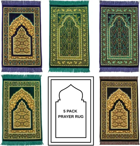 Miniatura 36 de Alfombra de oración – Alfombra turca Janamaz Sajada de felpa suave para hombres y mujeres, alfombrilla de oración lisa y sólida, regalo de Ramadán