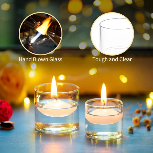 Miniatura 4 de Romadedi Portavelas transparente, mesa votiva de cristal, pequeña decoración de boda, centro de mesa, velas de té flotantes para fiesta de Navidad