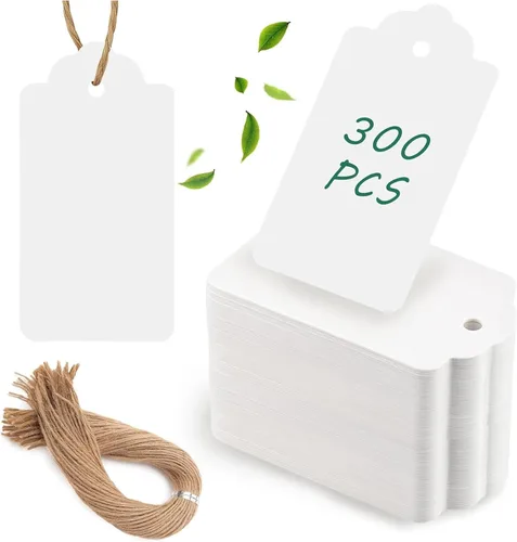 Miniatura 12 de SallyFashion 200 etiquetas de regalo con cuerda adjunta, etiquetas colgantes de papel kraft de 2 x 4 pulgadas para ropa, manualidades, boda, Mixto