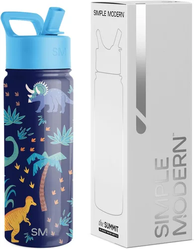 Miniatura 67 de Simple Modern Botella de agua para niños con tapa con pajilla, vaso aislado de acero inoxidable de 14 onzas para niños y a prueba de derrames