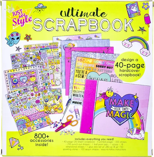 Miniatura 4 de Just My Style Álbum de recortes definitivo, personaliza y decora un álbum de recortes DIY de 40 páginas, ideal para viajes, viajes por carretera