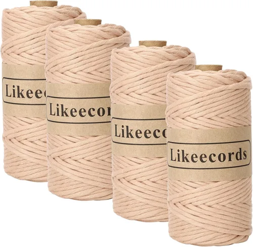 Miniatura 62 de Likeecords - Cuerda de macramé de 4 mm de un solo hilo, 80 m de cuerda de macramé colorida, cuerda de algodón para macramé, cuerda de algodón