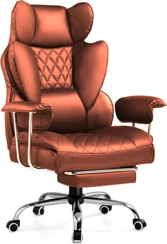 Miniatura 15 de COMHOMA Silla de Oficina Grande y Alta, Silla Gaming de Cuero con Respaldo Alto y Reposapiés, Silla de Oficina Ejecutiva Ergonómica con Soporte