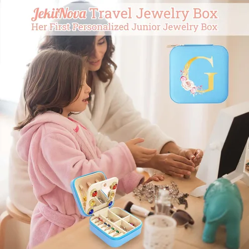 Miniatura 6 de Mini joyero de viaje con espejo para amigas y hermanas, artículos esenciales de viaje, joyero con inicial, organizador de joyas, regalos