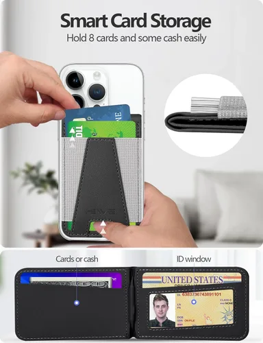 Miniatura 4 de Cartera magnética para Apple Magsafe, diseñada para cartera MagSafe, cartera magnética de cuero Eiffel-Tower con soporte ajustable para iPhone 16/16