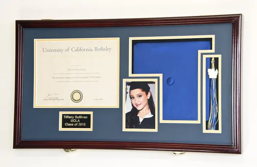Miniatura 37 de Marco de diploma de graduación personalizado con borla, tapa de fotos grabado, vitrina para certificado de 11 x 8.5 pulgadas con colores Acabado