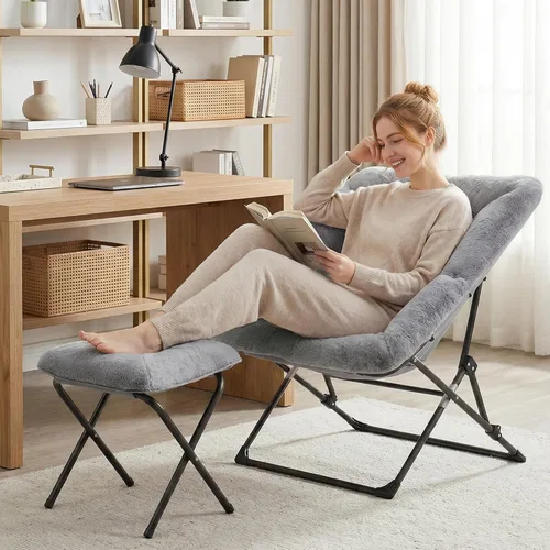 Miniatura 2 de OAKHAM Cómoda silla para adultos, suave piel sintética plegable para dormitorio, sala de estar, dormitorio, silla de lectura flexible