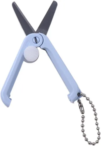 Mini tijeras con llavero Tijeras plegables portátiles para cortar, álbumes de recortes, manualidades, costura, proyectos de bricolaje (azul)