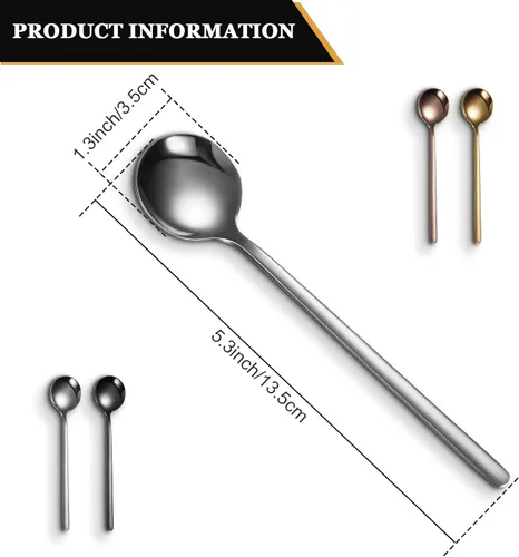 Miniatura 2 de Patelai 4 cucharas de café de acero inoxidable, cucharas de café con mango esmerilado, herramienta de sopa para café, sopa de azúcar, helado